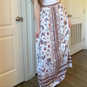 F21 boho floral skirt